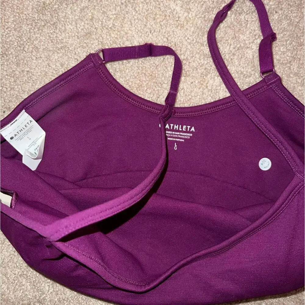 New Athleta Renew Lounge Sports Bra Exotic fuchsia size L